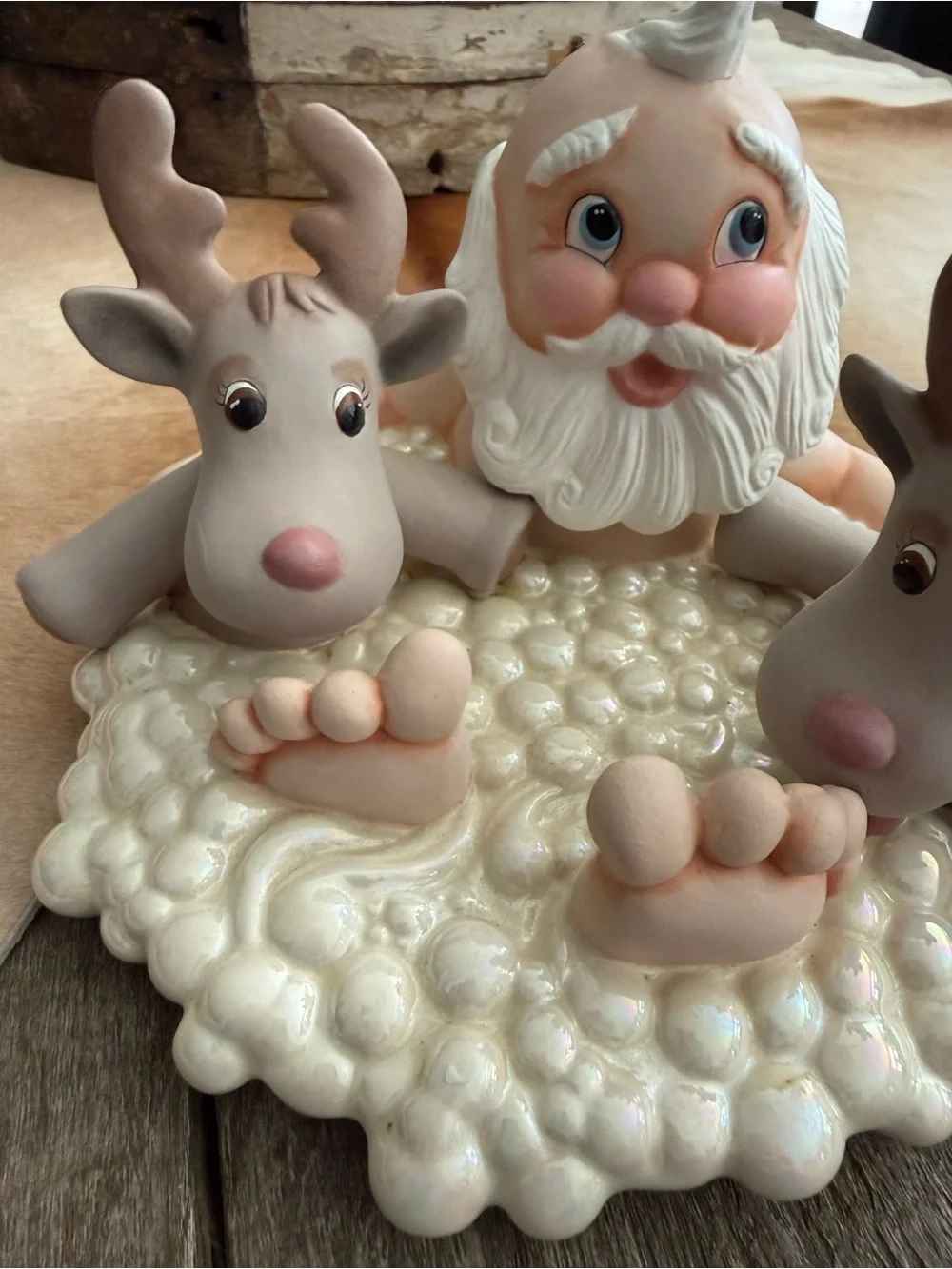 Adorable Santa and Reindeer Ceramic Decor